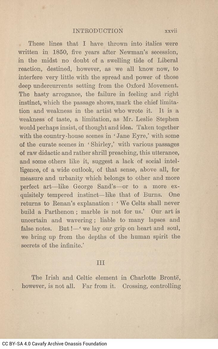 21 x 13.5 cm; 6 s.p. + XLVI p. + 1 s.p. + 555 p. + 7 s.p., l. 2 bookplate CPC on recto and C. P. Cavafy’s handwritten initi